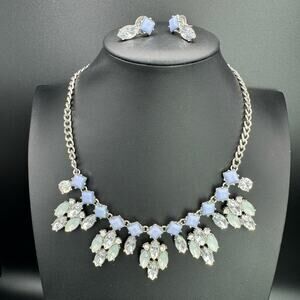 Charming Charlie Pastel Rhinestone Statement Chain Necklace Earring Set